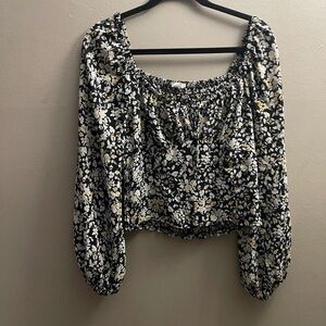 Floral Black and White Women's Top